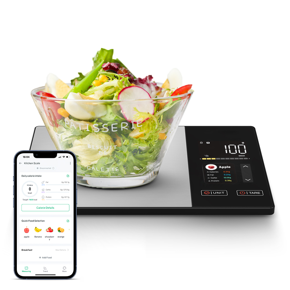 Fitness Nutrition Diet - スマートキッチンスケール アプリ対応 食品カロリー＆栄養計算機能付き デジタルフードスケール 5kg/1g 体重減少