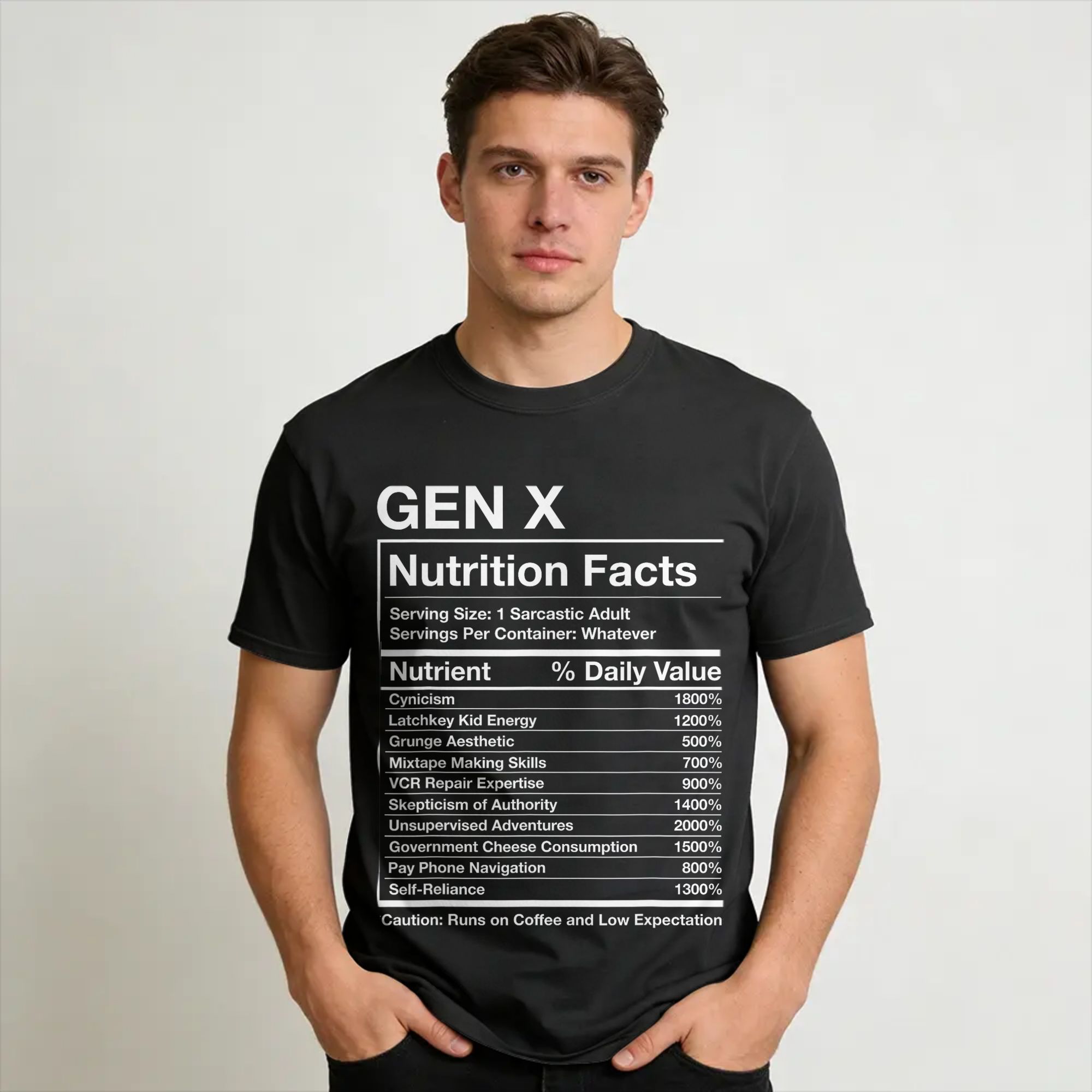 X Nutrition - ジェンXの栄養情報 - 面白いジェネレーションのミームTシャツ（男女兼用）グラフィックプリントTシャツ コットン衣料