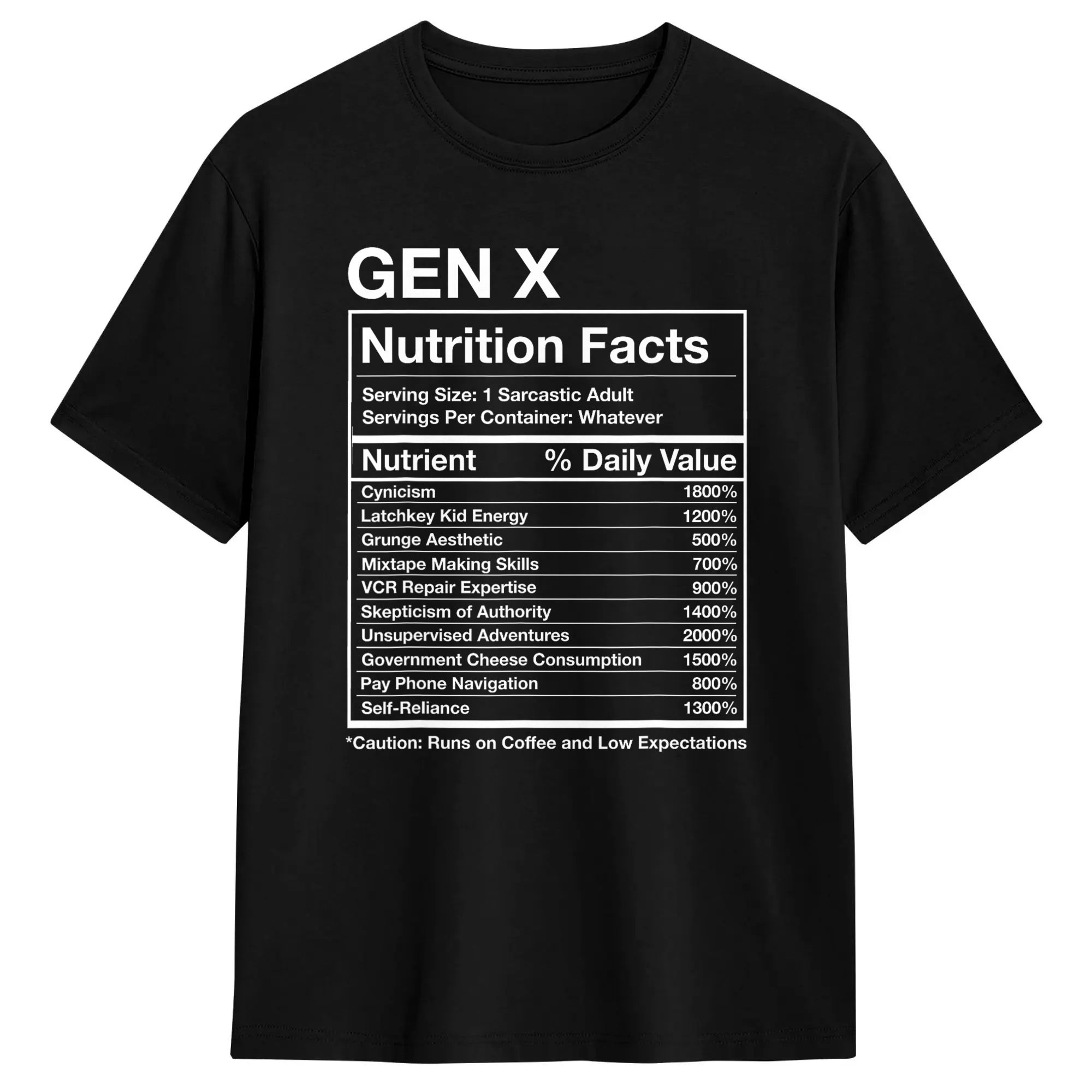 ジェンXの栄養情報 - 面白いジェネレーションのミームTシャ - X Nutrition のレビューと価格